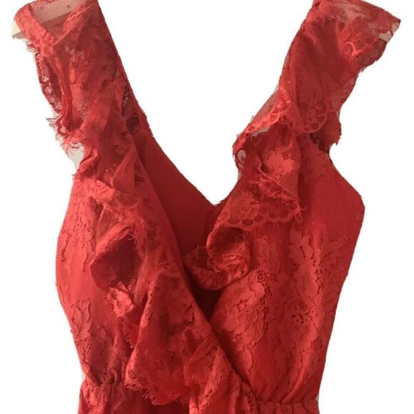 NWT Revolve Lovers & Friends Red Marci Ruffle Lace Mini Dress XS - Picture 5 of 10